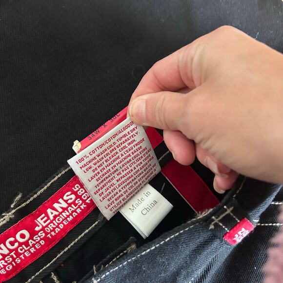 Vintage DS JNCO Black Wide Leg Jeans Sz 32 - Picture 10 of 11